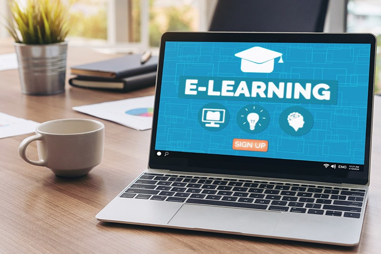 E-learning,And,Online,Education,For,Student,And,University,Concept.,Video E-learning and Online Education for Student and University Concept. Video conference call technology to carry out digital training course for student to do remote learning from anywhere.