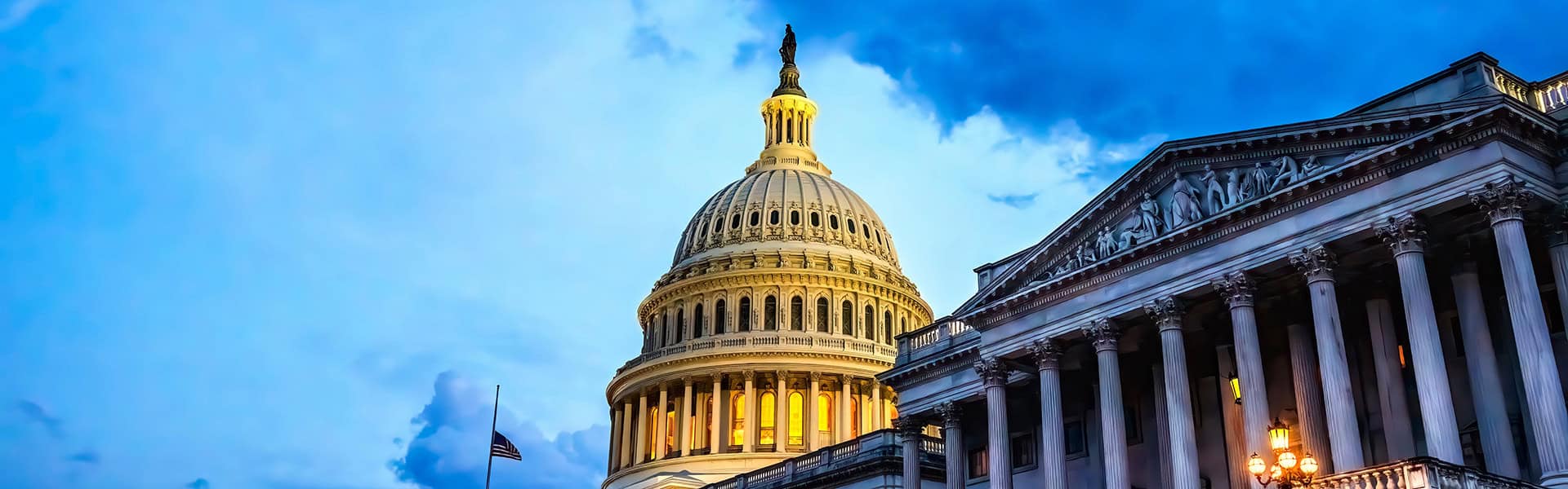 US Capitol Lights North Side Illuminated Congress House Representatives Senate Capital City Washington DC